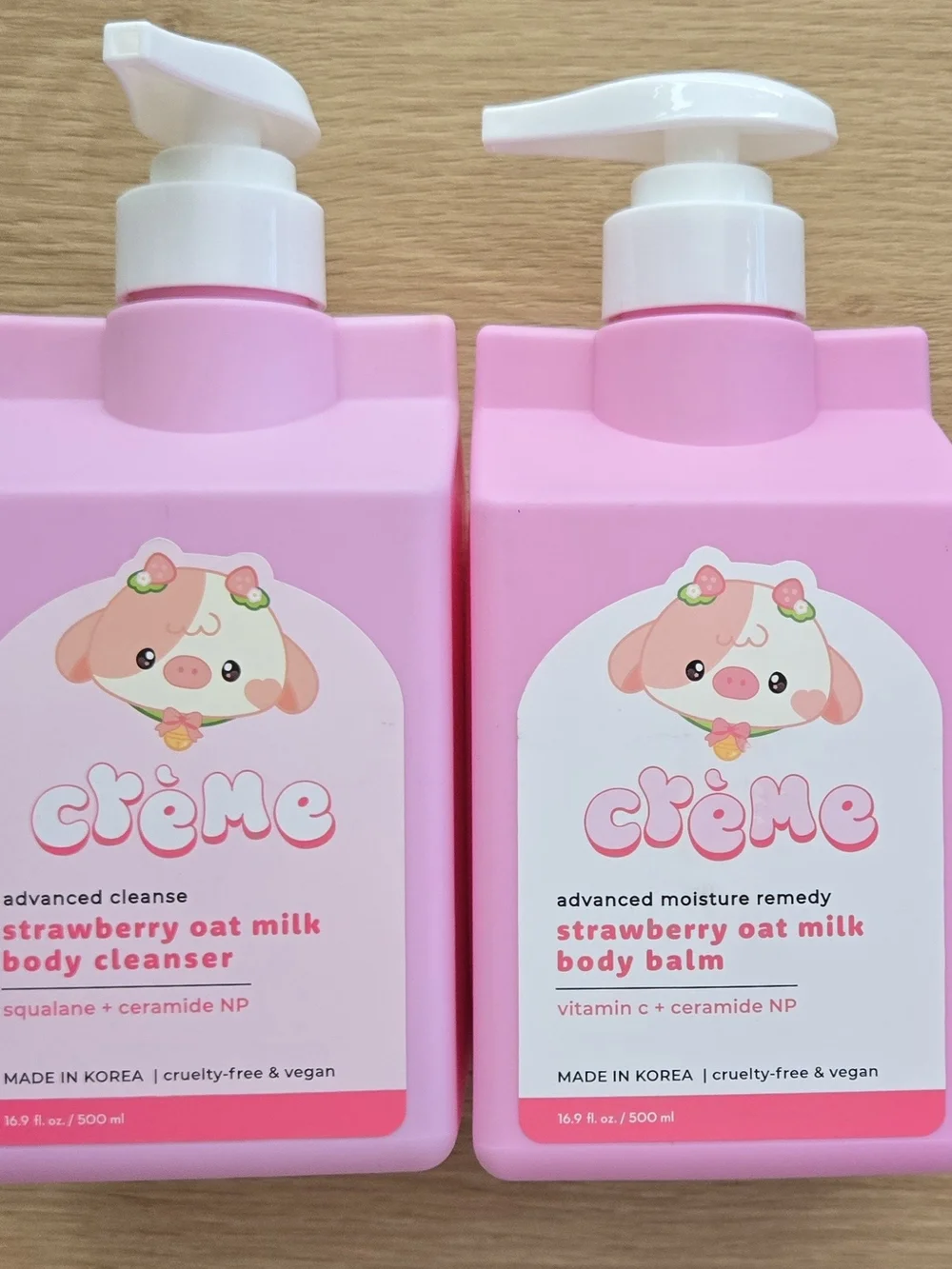 Crème Strawberry Oat Milk Pink Body Cleanser & Balm Duo